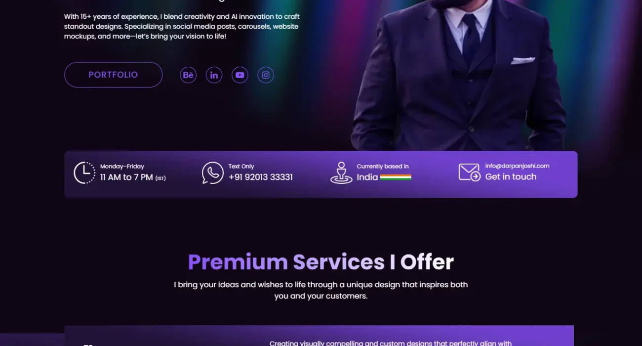 Darpan Joshi – Personal Brand Website Design & UI/UX Optimization