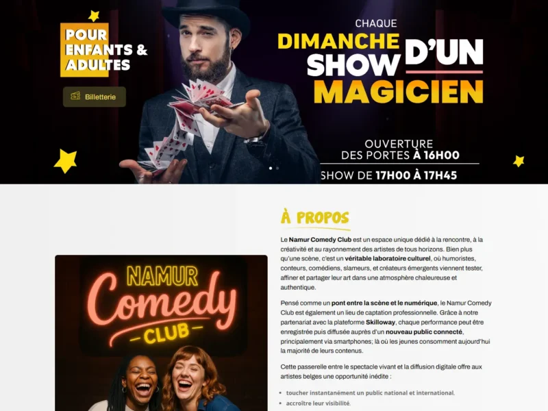 Namur Comedy – Event Website Design & UI/UX Optimization